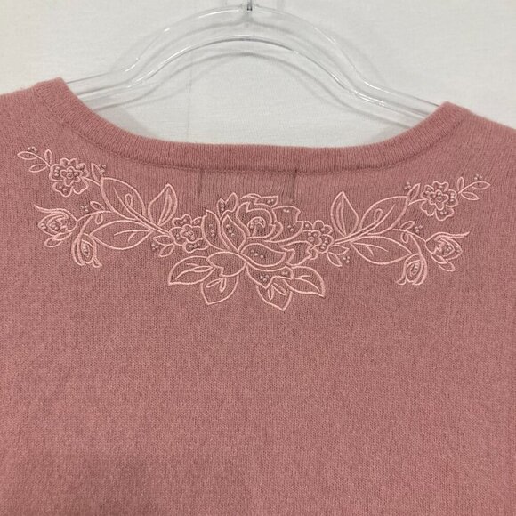 Mercer & Madison size 3X Pink Mauve Lambs Wool Rabbit Hair Embroidered Cardigan - Picture 8 of 9